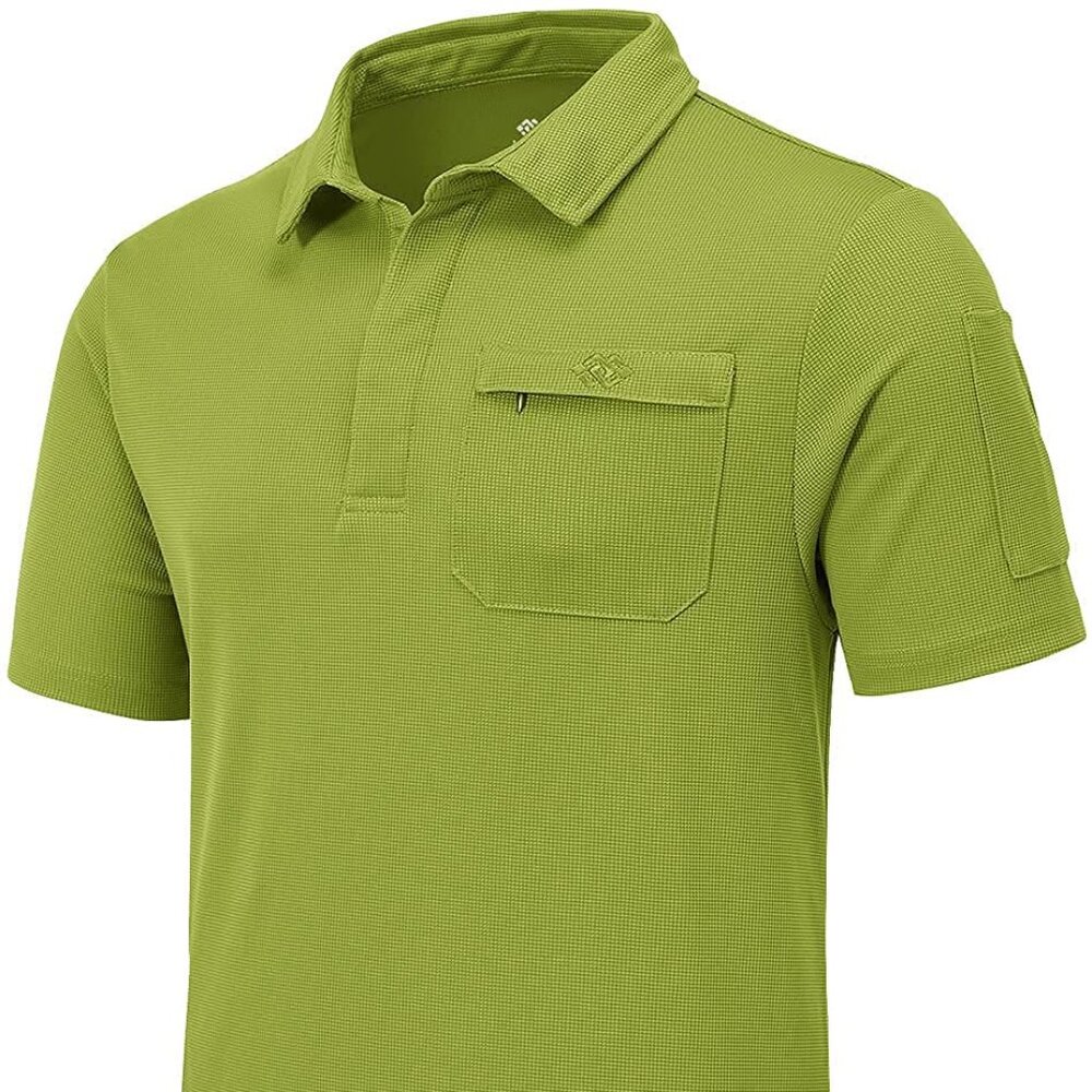 MoFiz Golf Hiking Tactical Athletic SHORT SLEEVE POLO SHIRT LODEN GREEN LARGE
